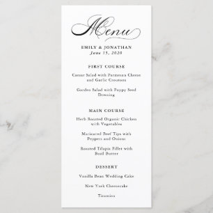 Raffiné   Menu Calligraphie noir et blanc