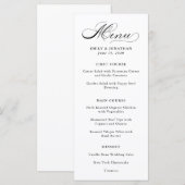 Raffiné | Menu Calligraphie noir et blanc (Devant / Derrière)