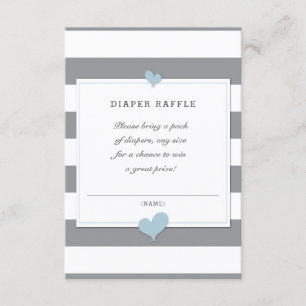 Raffle grijs en blauw informatiekaartje