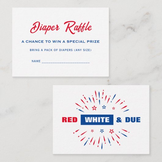 Raffle Raffle Ticket Rood wit en Baby shower dikke Informatiekaartje (Voorkant / Achterkant)