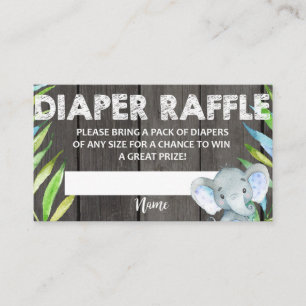 Raffle Ticket Baby shower Elephant Rustic Informatiekaartje