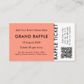 Raffle Ticket Coral QR Prize Draw Event Ticket (Voorkant)