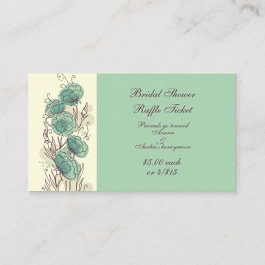 Raffle Tickets, groen en geel Vrijgezellenfeest Informatiekaartje (Voorkant)