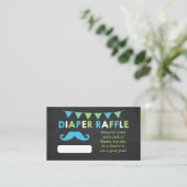 Raffle Tickets met blauw en groen karton Informatiekaartje (Staand voorkant)