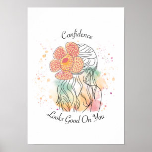 Rafflesia Bloemenlijn kunst vrouw aquarel ontwerp Poster