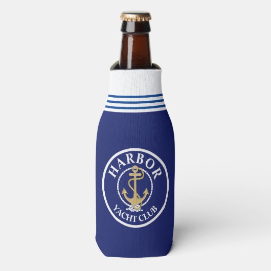 Rafraîchisseur de bouteille monogrammé bleu marine (Bottle Devant)