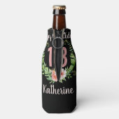 Rafraichisseur De Bouteilles 18e anniversaire floral noir (Bouteille Dos)