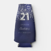 Rafraichisseur De Bouteilles 21e anniversaire marine bleu argent nom de poussiè (Devant)