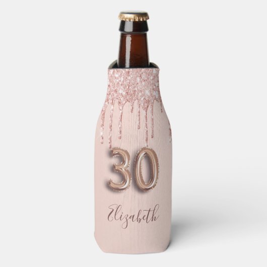 Rafraichisseur De Bouteilles 30e anniversaire rose or rousse parties scintillan (Bottle Devant)