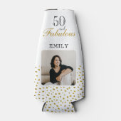 Rafraichisseur De Bouteilles 50 and Fabulous Gold Glitter Photo 50th Birthday (Devant)