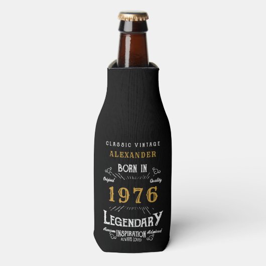 Rafraichisseur De Bouteilles 50th Birthday 1976 Name Legend Chic Black Gold (Bottle Devant)