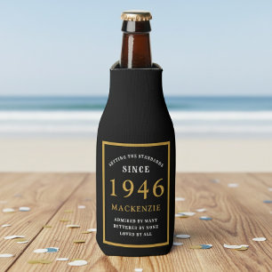 Rafraichisseur De Bouteilles 80e anniversaire 1946 Nom Élégant Chic Noir Or
