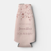 Rafraichisseur De Bouteilles 90e anniversaire rose or blush étoiles nom (Devant)