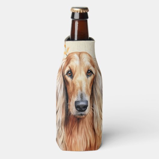 Rafraichisseur De Bouteilles Afghan Hound Dog and Peach Lilies (Bottle Devant)
