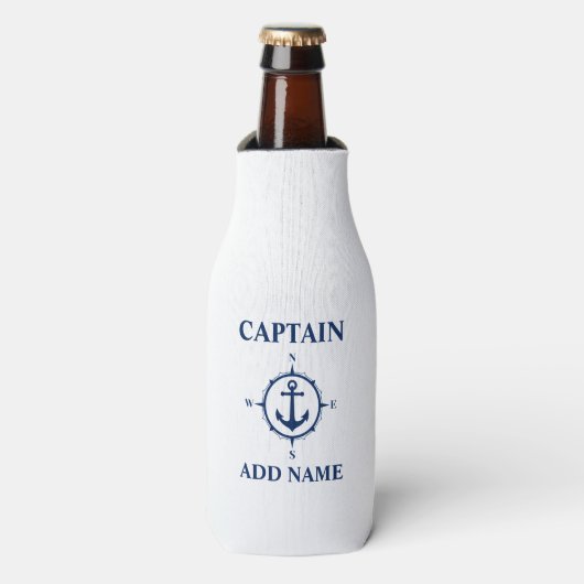 Rafraichisseur De Bouteilles Ancre Compass Capitaine Ajouter un nom Nom de bate (Bottle Devant)