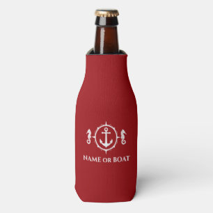 Rafraichisseur De Bouteilles Ancre Naútica Hippocampe Votre Nom ou Bateau Rouge