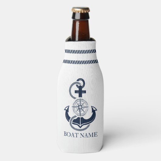Rafraichisseur De Bouteilles Ancre Nautical Blue Boat Name (Bottle Devant)