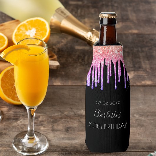 Rafraichisseur De Bouteilles Anniversaire arc-en-ciel noir parties scintillant