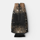 Rafraichisseur De Bouteilles Anniversaire noir ballons d'or nom monogramme (Dos)