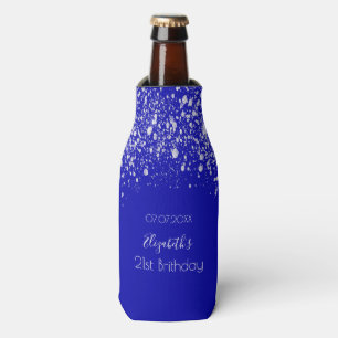 Rafraichisseur De Bouteilles Anniversaire royal bleu argent nom de la parties s
