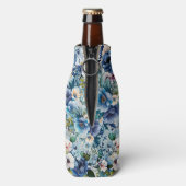 Rafraichisseur De Bouteilles Aquarelle bleue Floral 40e fête d'anniversaire (Bouteille Dos)