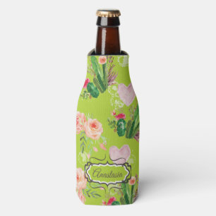 Rafraichisseur De Bouteilles Aquarelle florale Cactus personnalisé