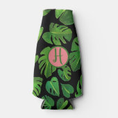 Rafraichisseur De Bouteilles Aquarelle Tropicale Monstère Vert Initiales PERSON (Devant)