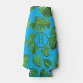 Rafraichisseur De Bouteilles Aquarelle Tropicale Monstère Vert Initiales PERSON (Devant)