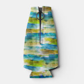 Rafraichisseur De Bouteilles Aquarelle vert abstrait, bleu (Dos)