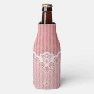 Rafraichisseur De Bouteilles Arrière - plan rose et blanc avec la dentelle