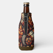 Rafraichisseur De Bouteilles Automne Plaid Feuilles Orange Black Motif (Bouteille Dos)