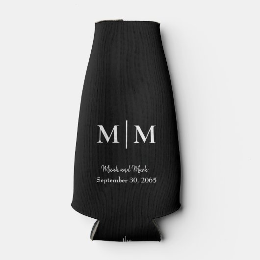 Rafraichisseur De Bouteilles B/W Monogramme & Noms Mariage Tall Can Cooler (Devant)