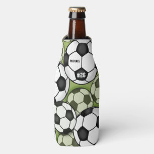 Rafraichisseur De Bouteilles Ballons de soccer noir blanc Joueur Nom Jersey Num