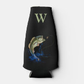 Rafraichisseur De Bouteilles Basse Poisson Volet Pêche Monogramme Prénom (Devant)