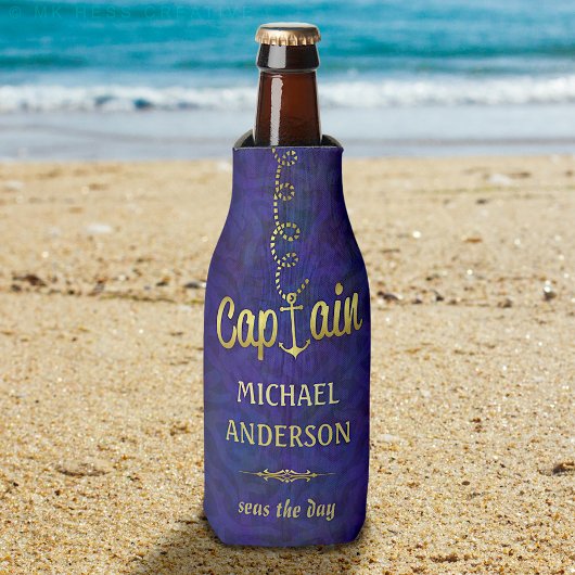 Rafraichisseur De Bouteilles Bateau d'Ancre nautique Capitaine Gold | Nom perso