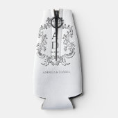 Rafraichisseur De Bouteilles Black and White Floral Wedding Monogram  (Dos)