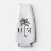 Rafraichisseur De Bouteilles Black and White Palm Palmetto Tree Monogram (Devant)
