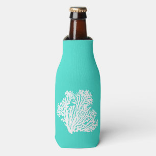 Rafraichisseur De Bouteilles Blanc sur le corail côtier de décor de turquoise