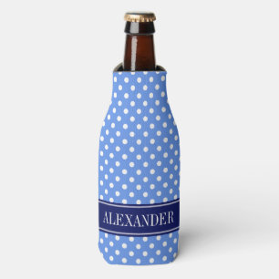 Rafraichisseur De Bouteilles Bleu Barbeau Blanc Points de Nuit Marine Monogramm