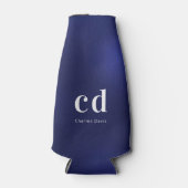 Rafraichisseur De Bouteilles Bleu marine blanc monogramme initiales nom nautiqu (Devant)