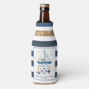 Rafraichisseur De Bouteilles Bleu nautique Ahoy C'est un Baby shower de garçon