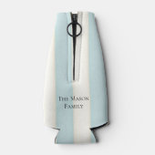 Rafraichisseur De Bouteilles Bleu pâle et blanc d'antiquité rayures Monogrammes (Dos)