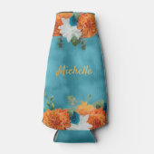 Rafraichisseur De Bouteilles Boho Automne Automne Floral Orange Turquoise (Devant)