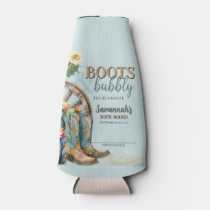 Rafraichisseur De Bouteilles Boots et Bubbly Rodeo Cowgirl Turquoise Bleu Anniv