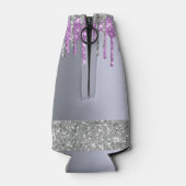 Rafraichisseur De Bouteilles Boutons de parties scintillant violet argent d'ann (Dos)