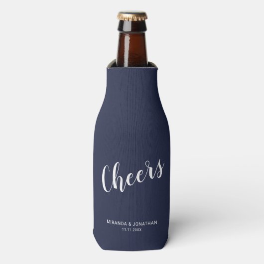 Rafraichisseur De Bouteilles "Bravo" Script moderne bleu marine (Bottle Devant)