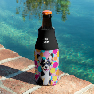 Rafraichisseur De Bouteilles Bright Colorful Chien mignon Nom personnalisé tend