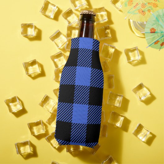 Rafraichisseur De Bouteilles Buffalo Check Blue & Black Lumberjack Plaid Decor (Été in situ)