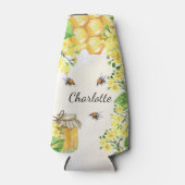 Rafraichisseur De Bouteilles Bumble abeilles miel fleurons jaunes monogramme (Devant)