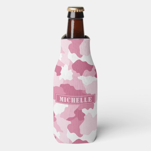 Rafraichisseur De Bouteilles Camouflage Camouflage rose Fille Nom (Bottle Devant)